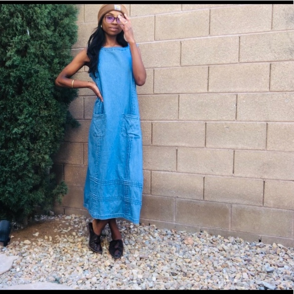 sleeveless denim maxi dress